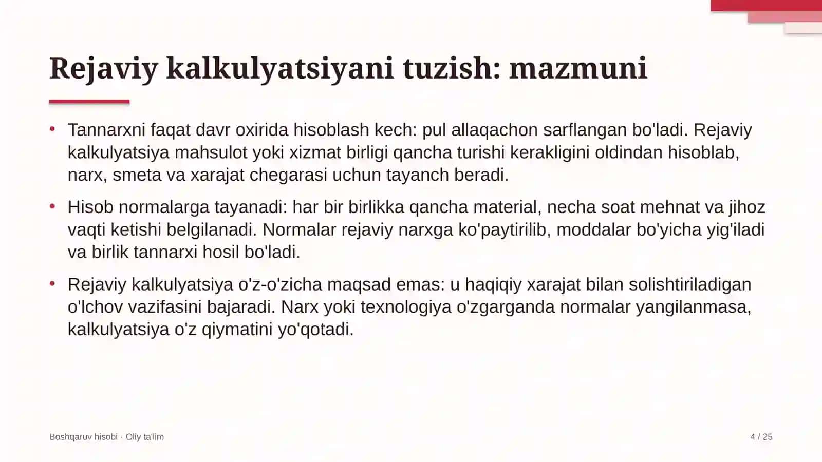 g'allachilikda rejaviy kalkulyatsiyani tuzish 5656 4