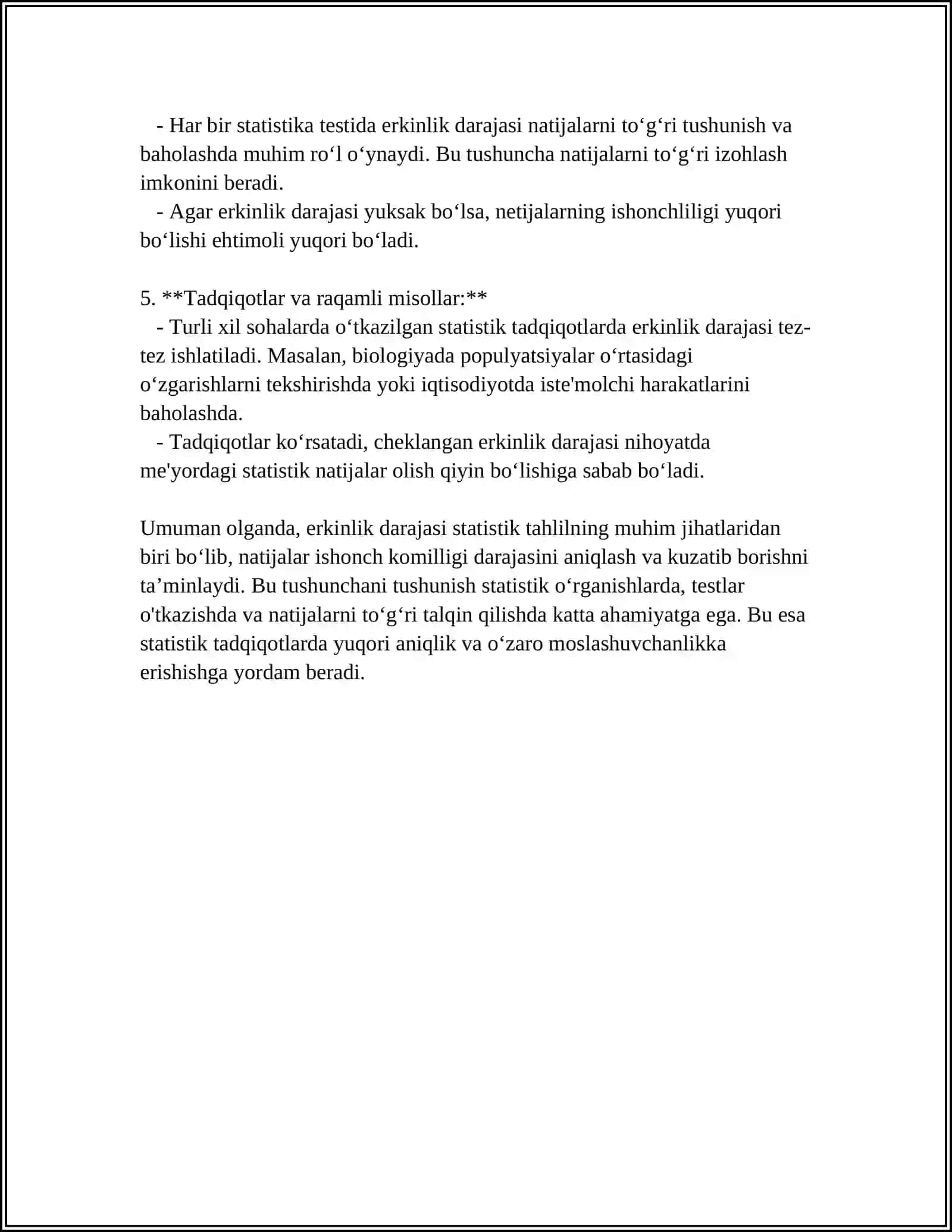 SISTEMANING ERKINLIK DARAJASI SONI, BOG'LANISHLARNING REAKSIYALARI 4