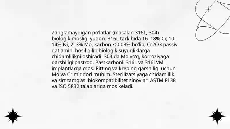 Zanglamaydigan po‘lat (nerez) va uning tibbiyotdagi qo‘llanilishi 4