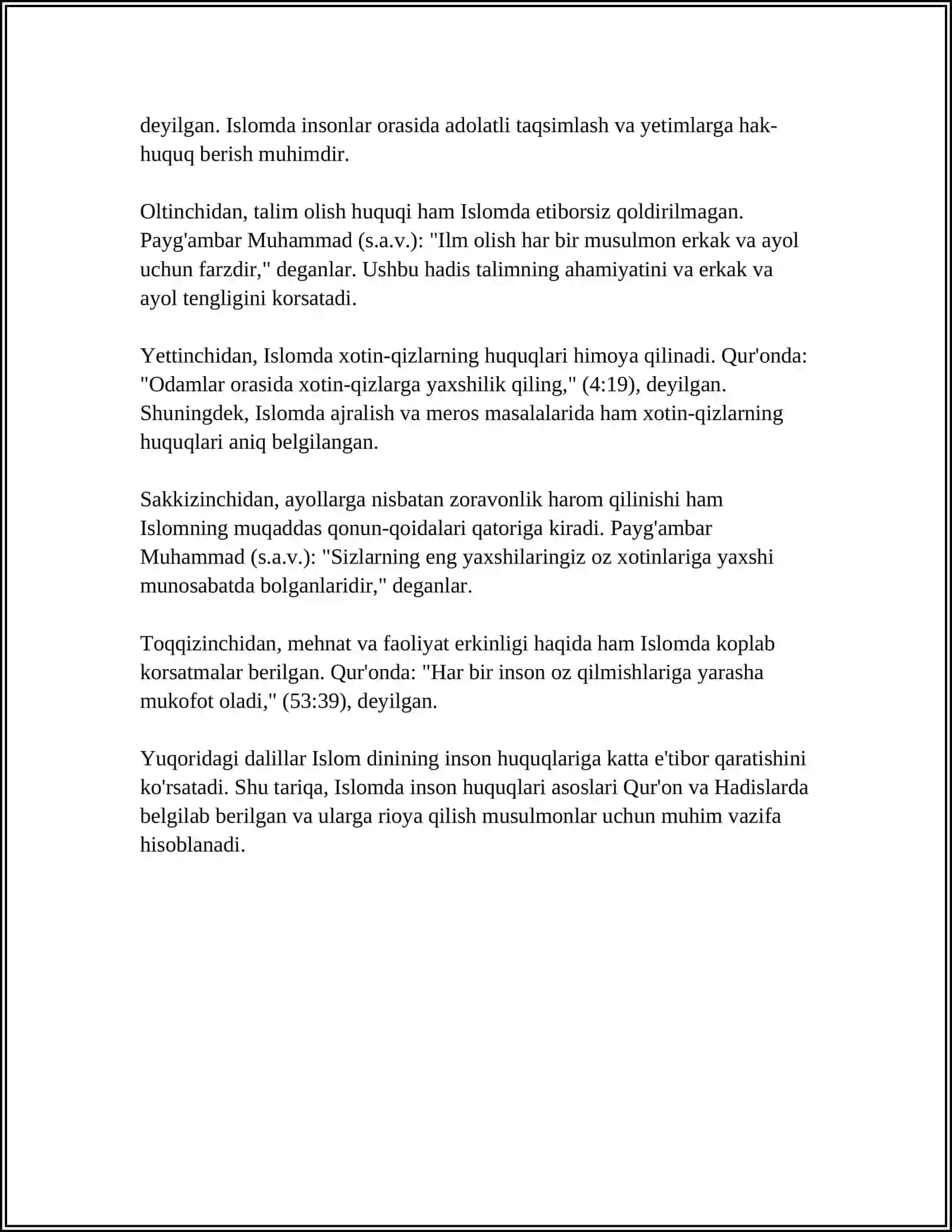 ISLOMDA ISON HUQUQLARI HIMOYASI IJTIMOIY TENGLIK ADOLAR VA TOLERANLIK 4