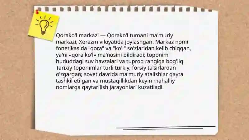 Qorako'l tumani toponimiyasi 4