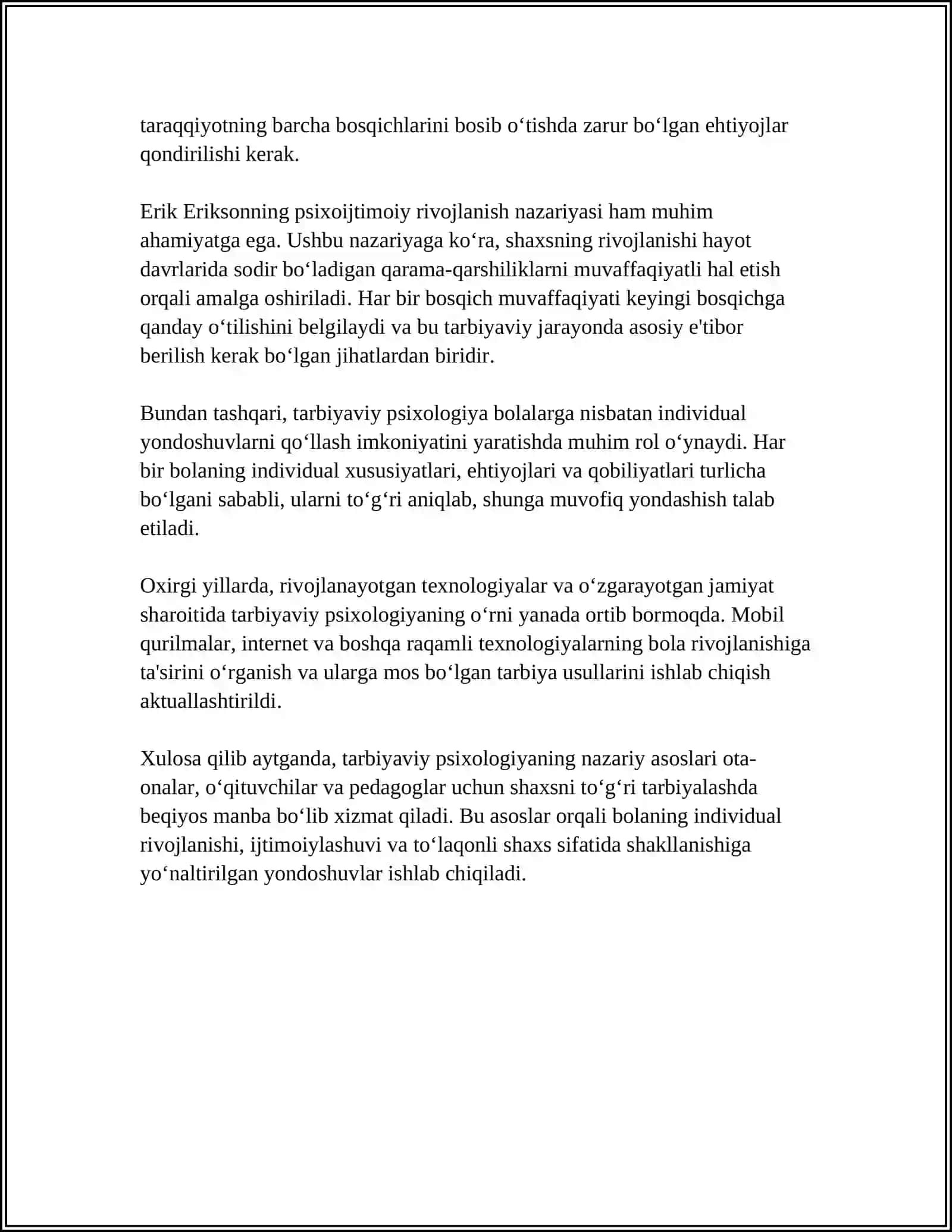 TARBIYA PSIXALOGIYASI; MAQSADI, VOSITALARI VA METODLARI 4