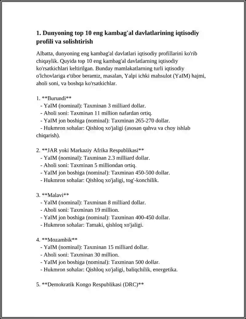 DUNYONING TOP 10 QASHSHOQ DAVLATLARIDAGI IQTISODIY HOLAT 4