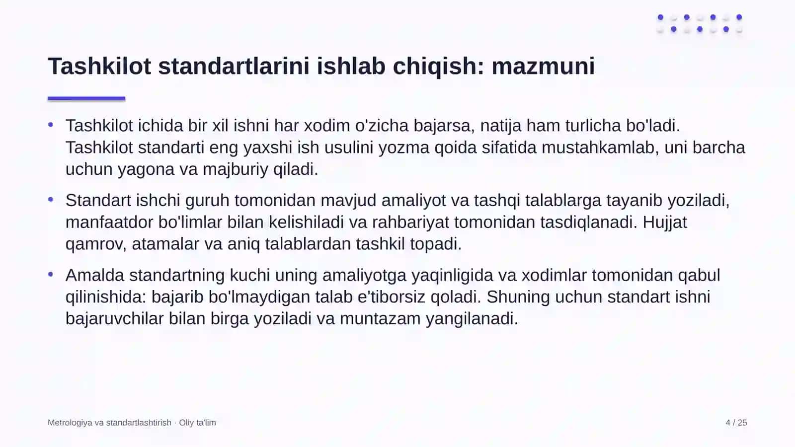 tadbirlarni tashkil etish agentliklarida tashkilot standartlarini ishlab chiqish 2610 4