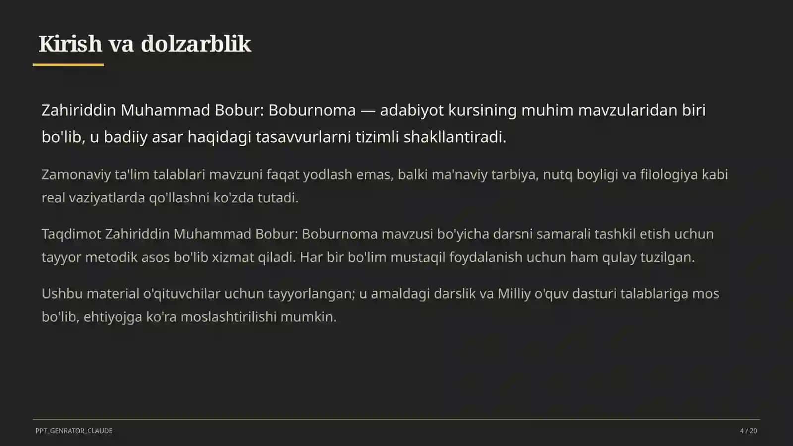 Zahiriddin Muhammad Bobur: Boburnoma (8-sinf) 4