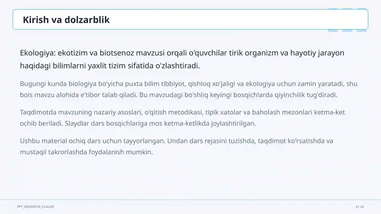 Ekologiya: ekotizim va biotsenoz (10-sinf) 4