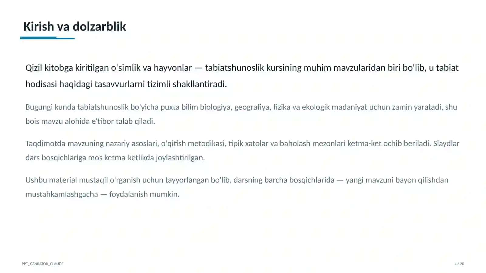 Qizil kitobga kiritilgan o'simlik va hayvonlar (4-sinf) 4