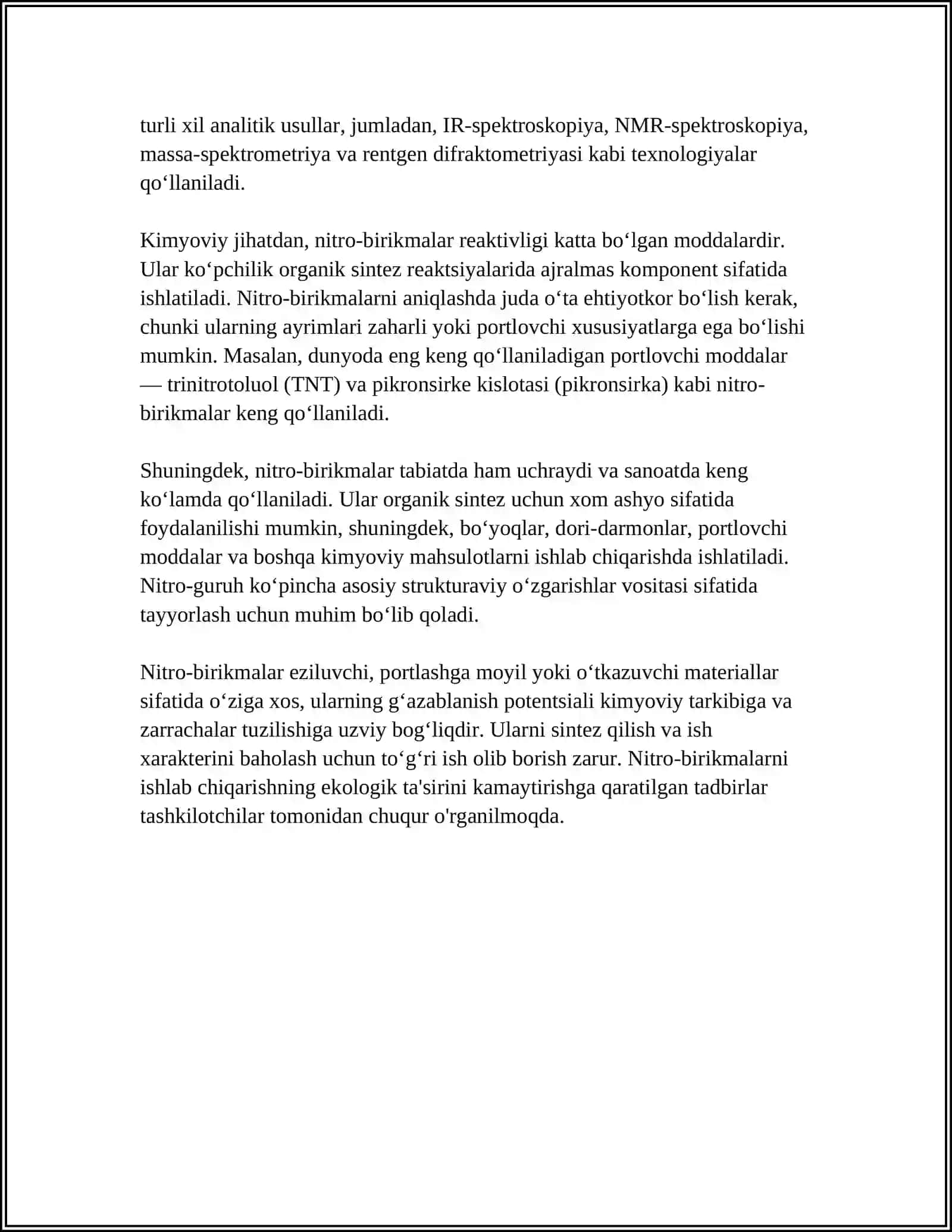 NITRO-,AMINO- VA SULFOBIRIKMALAR.BIRIKMALARNING TAUTOMETRYASI VA REAKSIYALARI 4