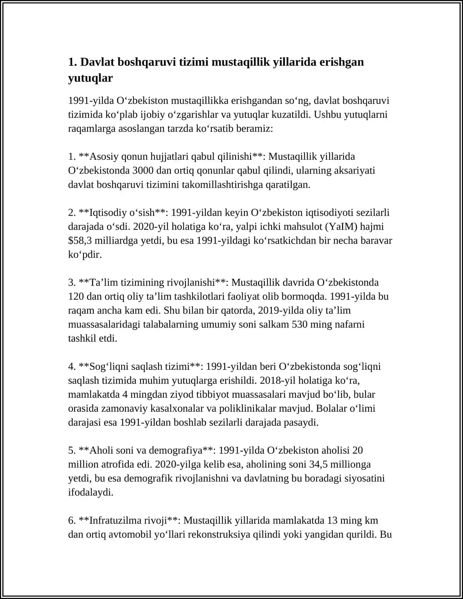 MUSTAQILLIK YILLARIDA DAVLAT BOSHQARUV TIZIMIDA AMALGA OSHIRILGAN ISLOHOTLAR 4