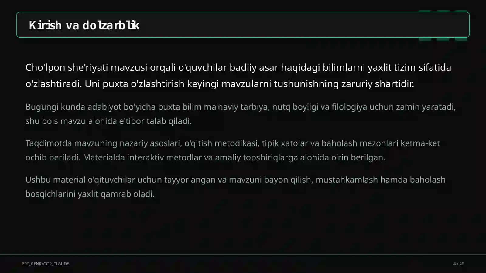 Cho'lpon she'riyati (7-sinf) 4