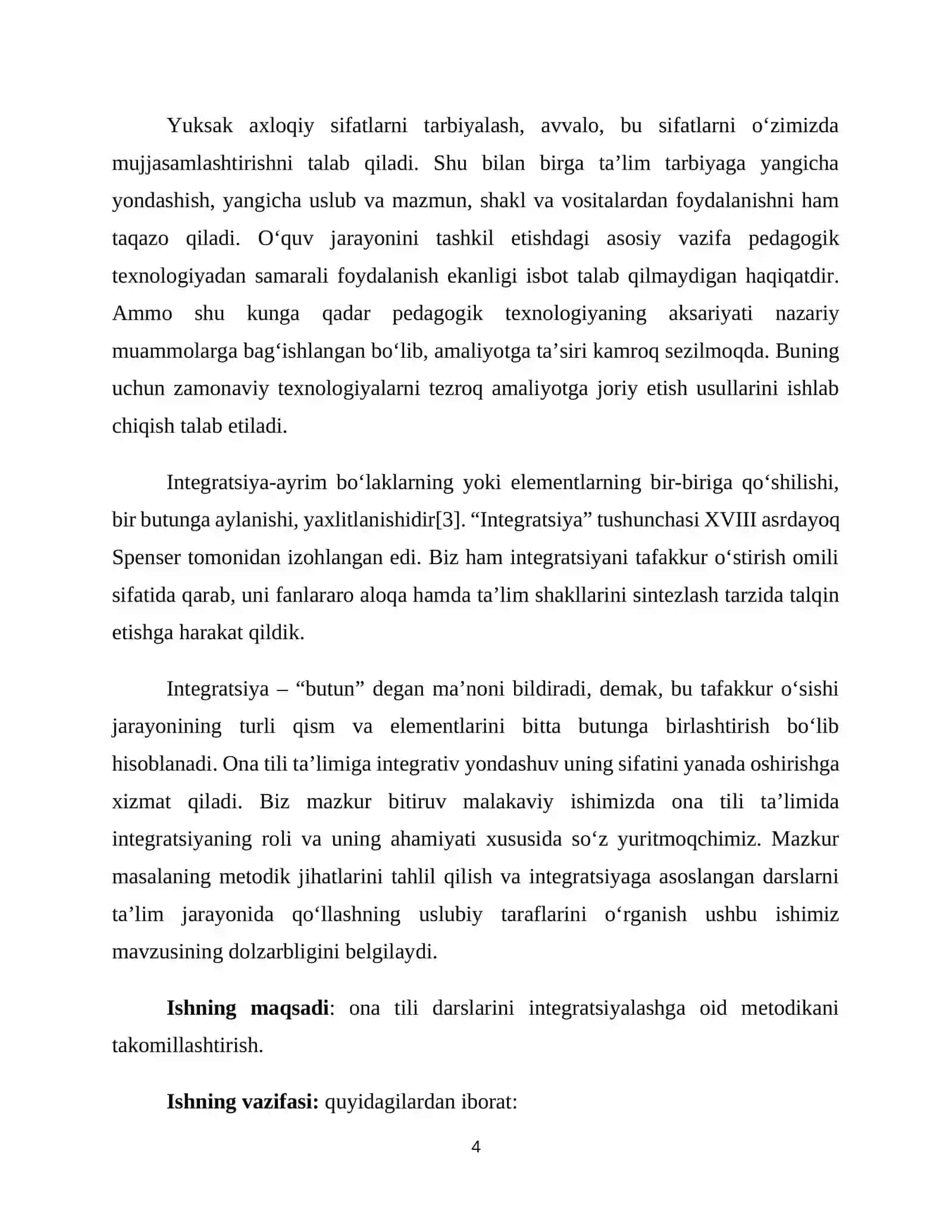 "ONA TILINI BOSHQA GUMANITAR FANLARGA BOG‘LAB O‘RGANISH" 4