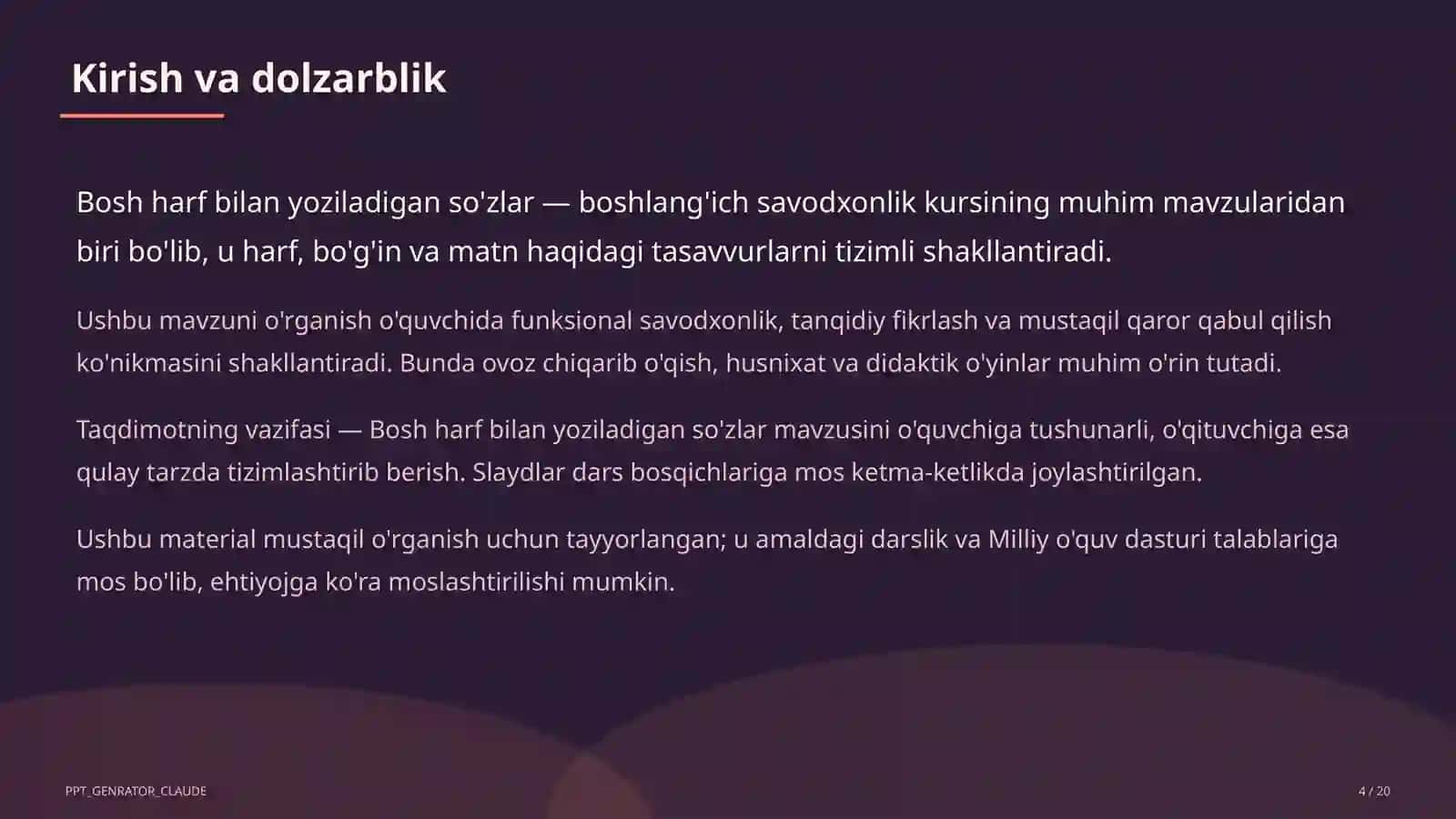 Bosh harf bilan yoziladigan so'zlar (2-sinf) 4