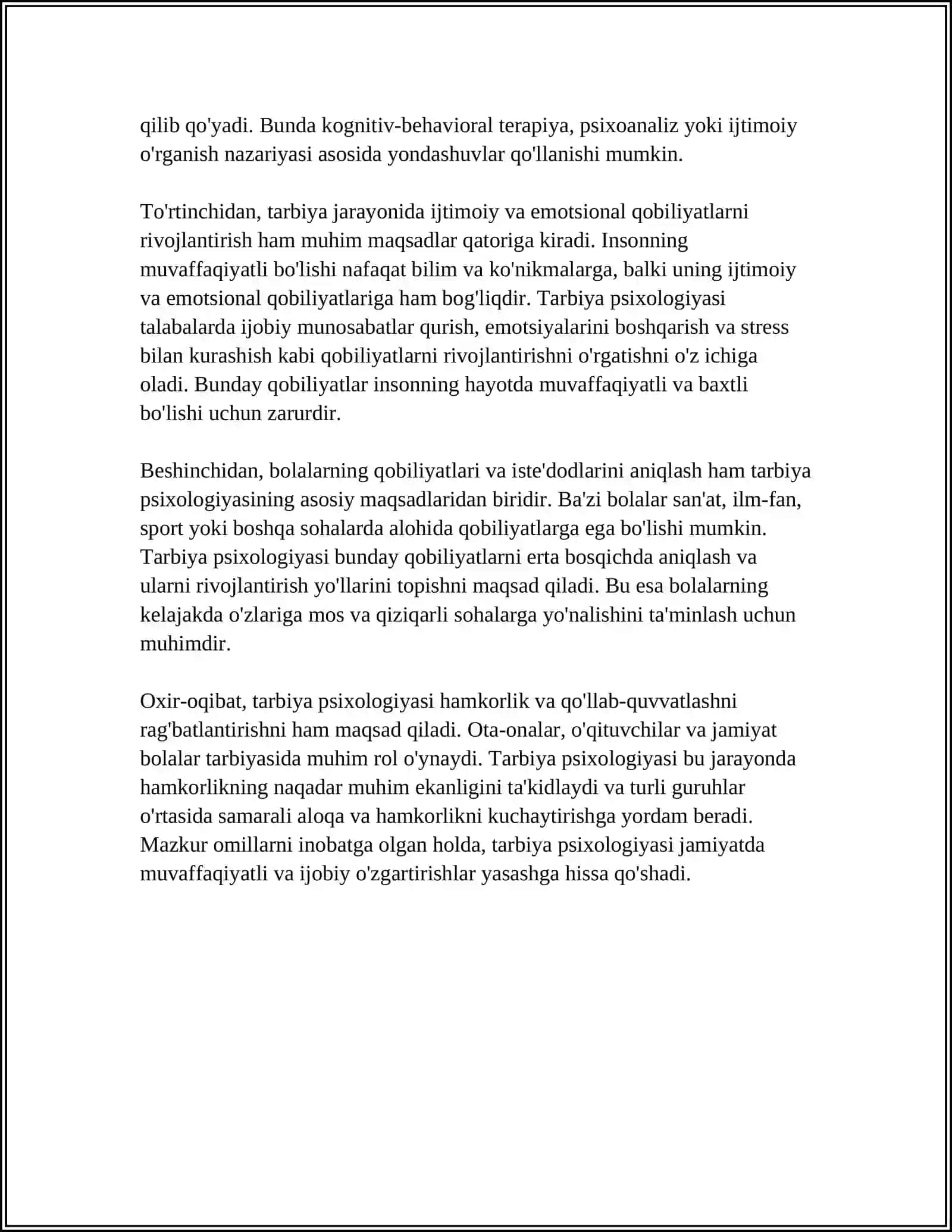 TARBIYA PSIXOLOGIYASI: MAQSADI, VOSITALAR VA METODLARI 4