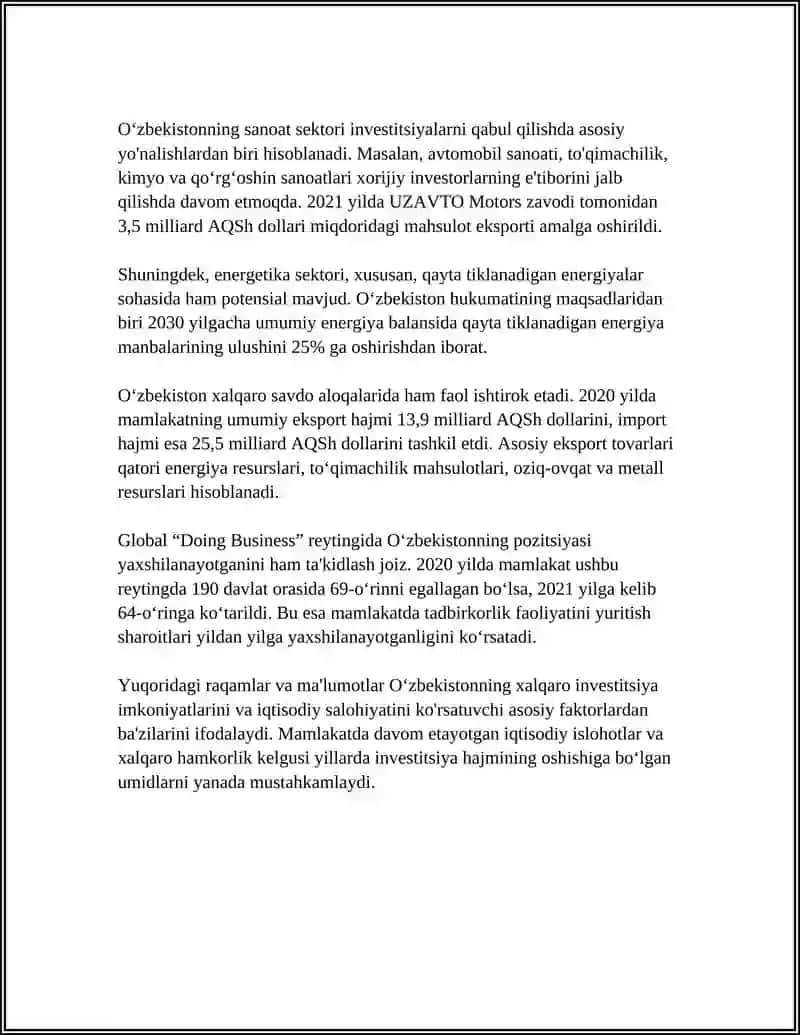 XALQARO BIZNESDAGI IMKONIYATLAR 4