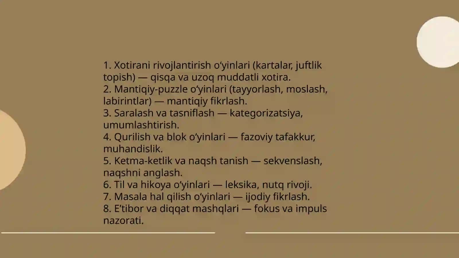Oʻyin maktabgacha yosh davrida bolaning ijtimoiy, hissiy, kognitiv, motorik rivojlanishi 4