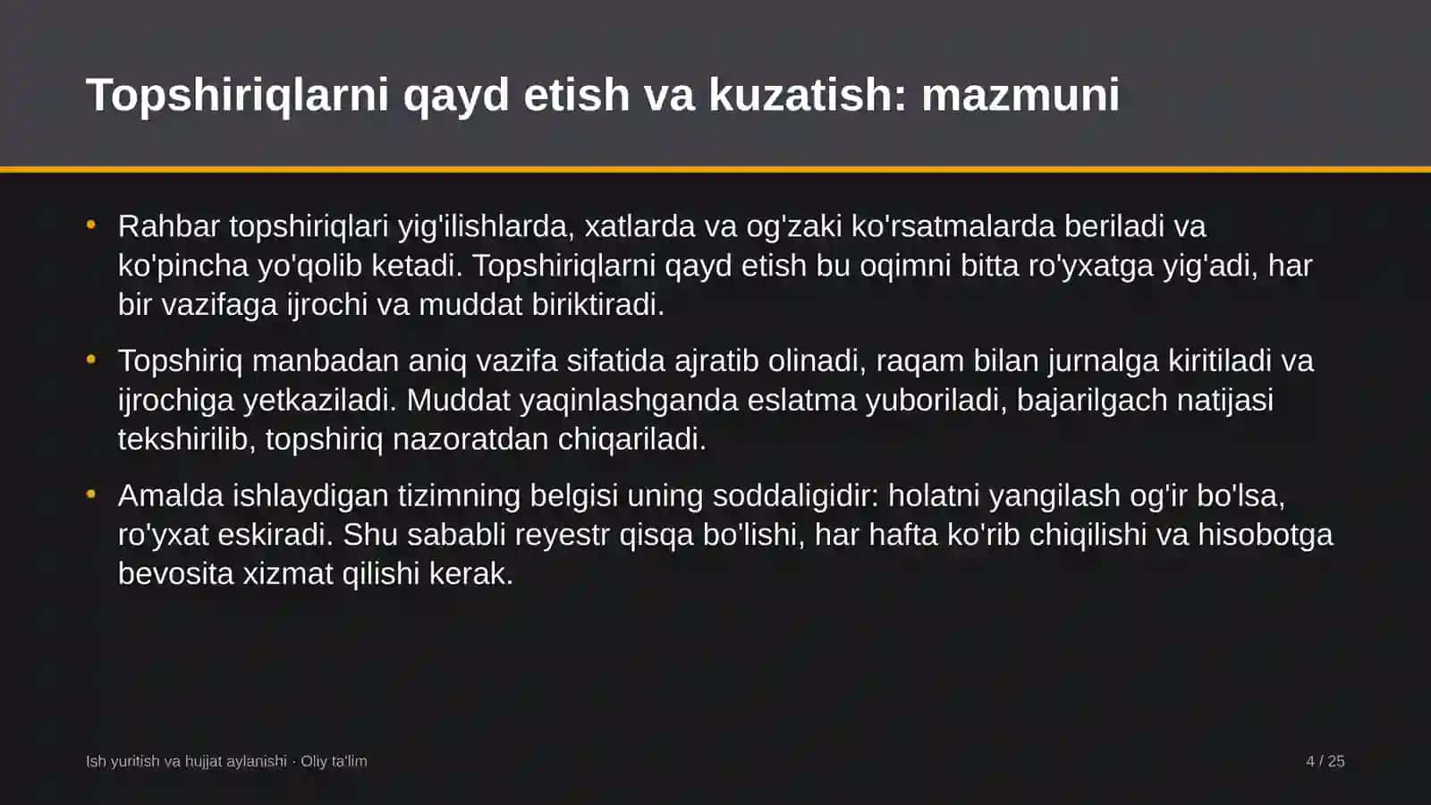 Boshqaruv servis kompaniyalarida topshiriqlarni qayd etish va ijrosini kuzatish 4