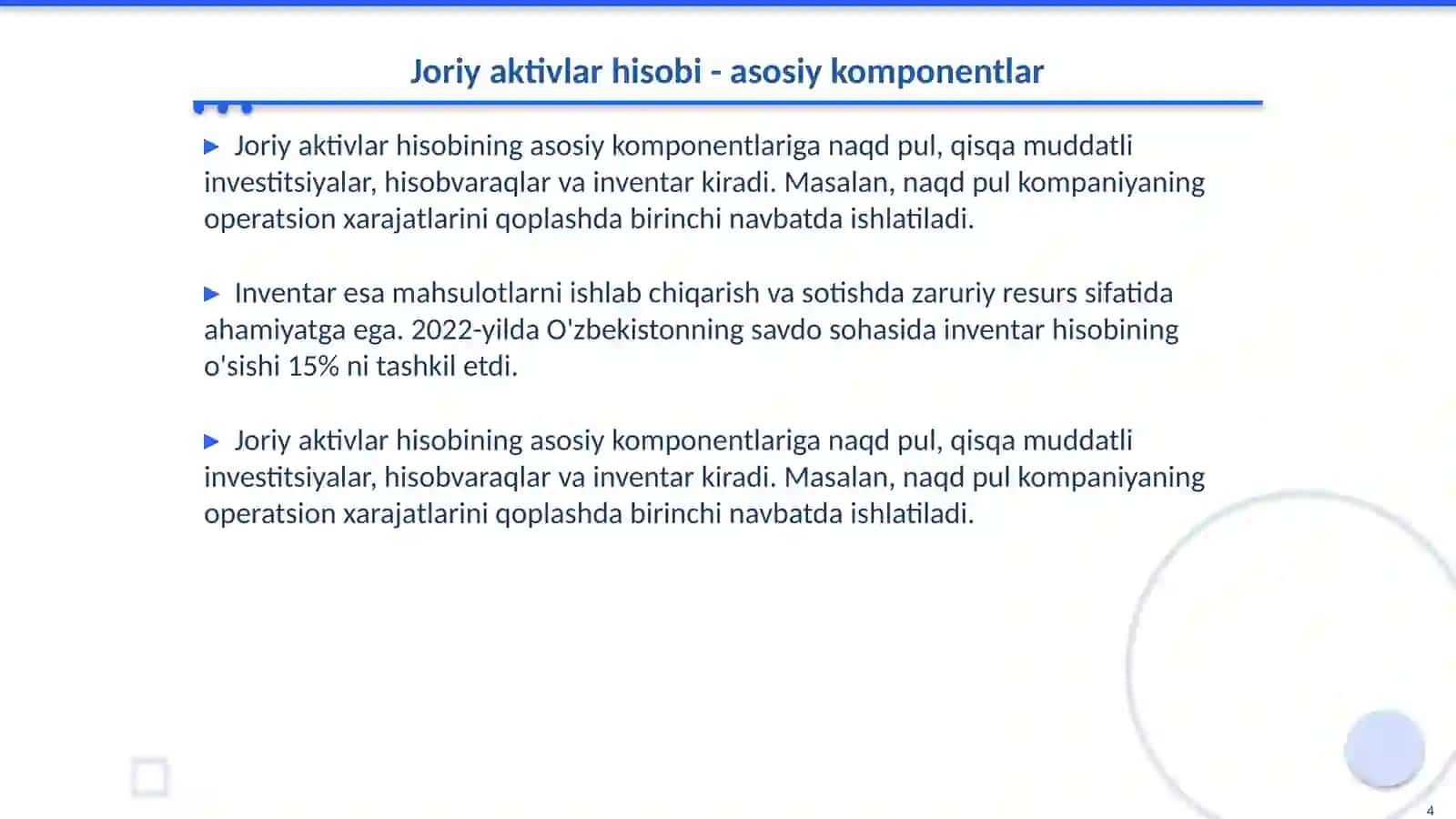 Joriy aktivlar tahlili 4