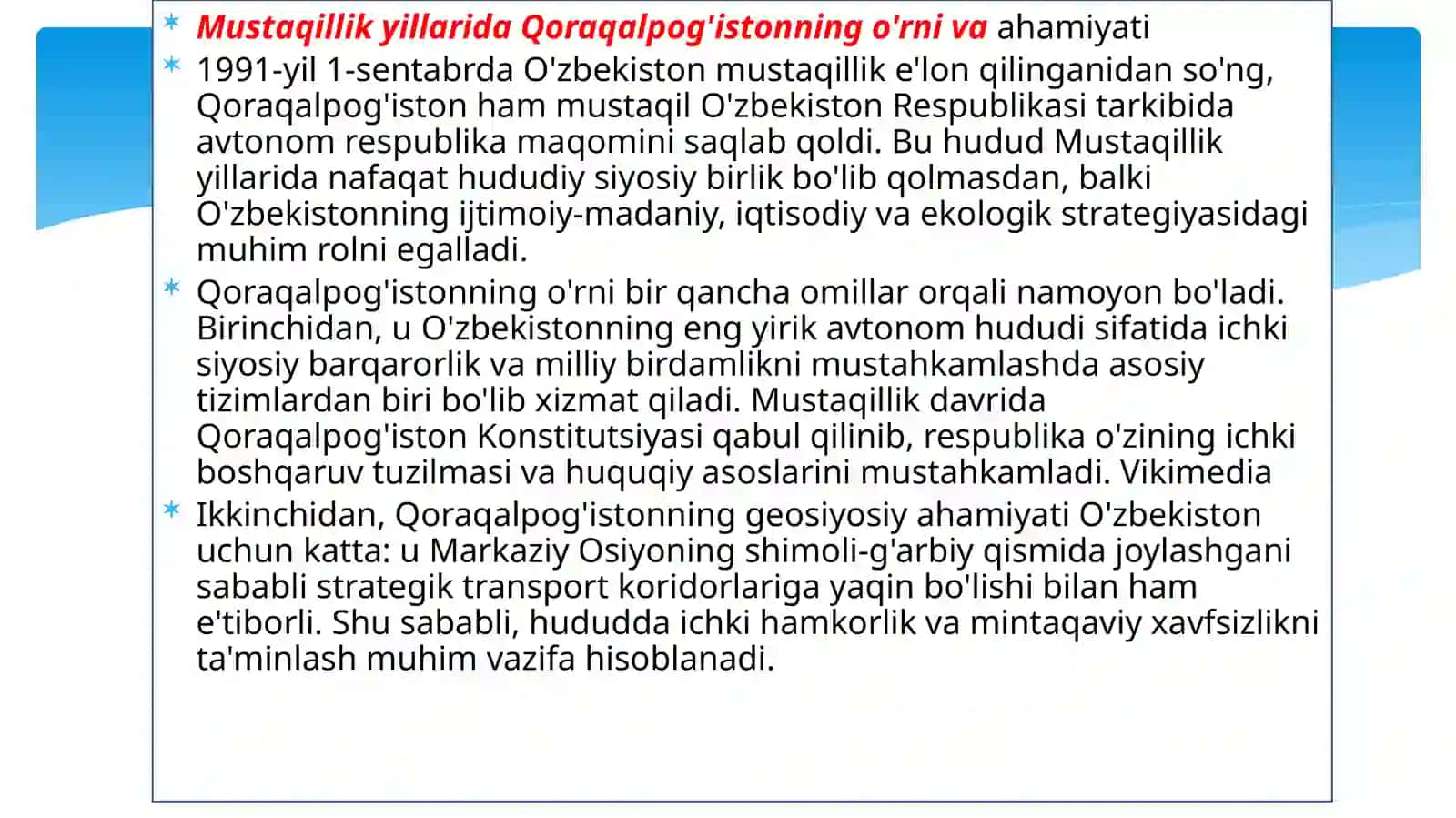 Qoraqalpog'iston tarixi va geografiyasi 4