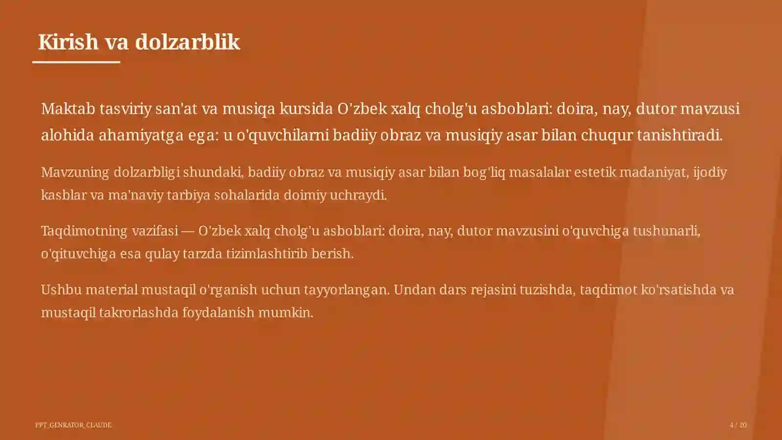 Tasviriy san'at va musiqa (1–7) — mustaqil o'rganish 4