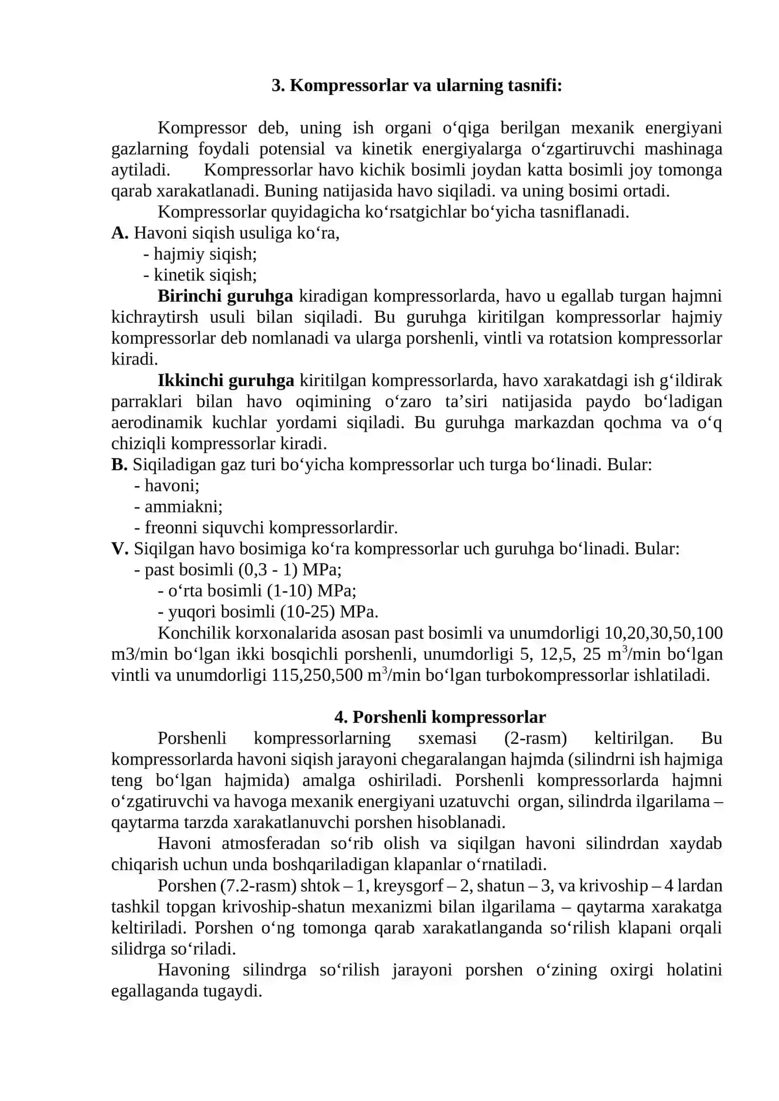 Pnevmatik qurilma turlari va ularning konchilik korxonalaridagi o‘rni 4