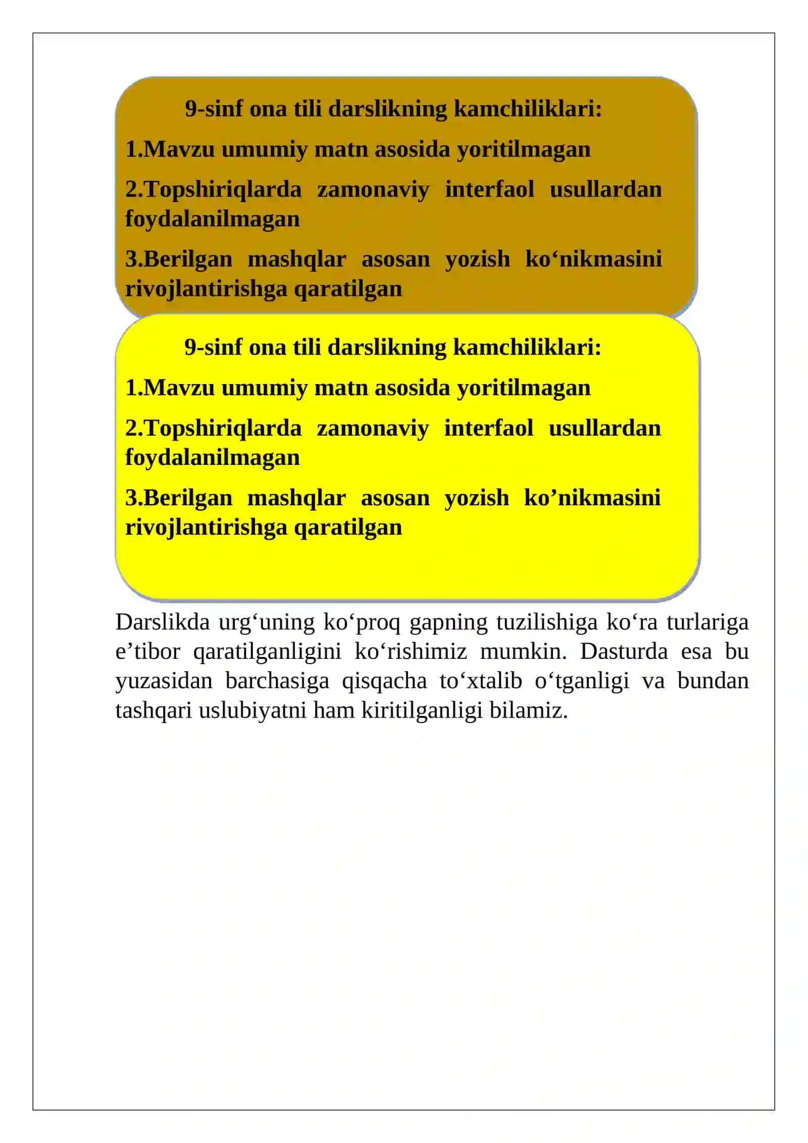 Lojiha rejasi 5-11-sinf ona tili darsliklarida sintaksis bilan bog‘liq muammolar va metodik tavsiyalar 4
