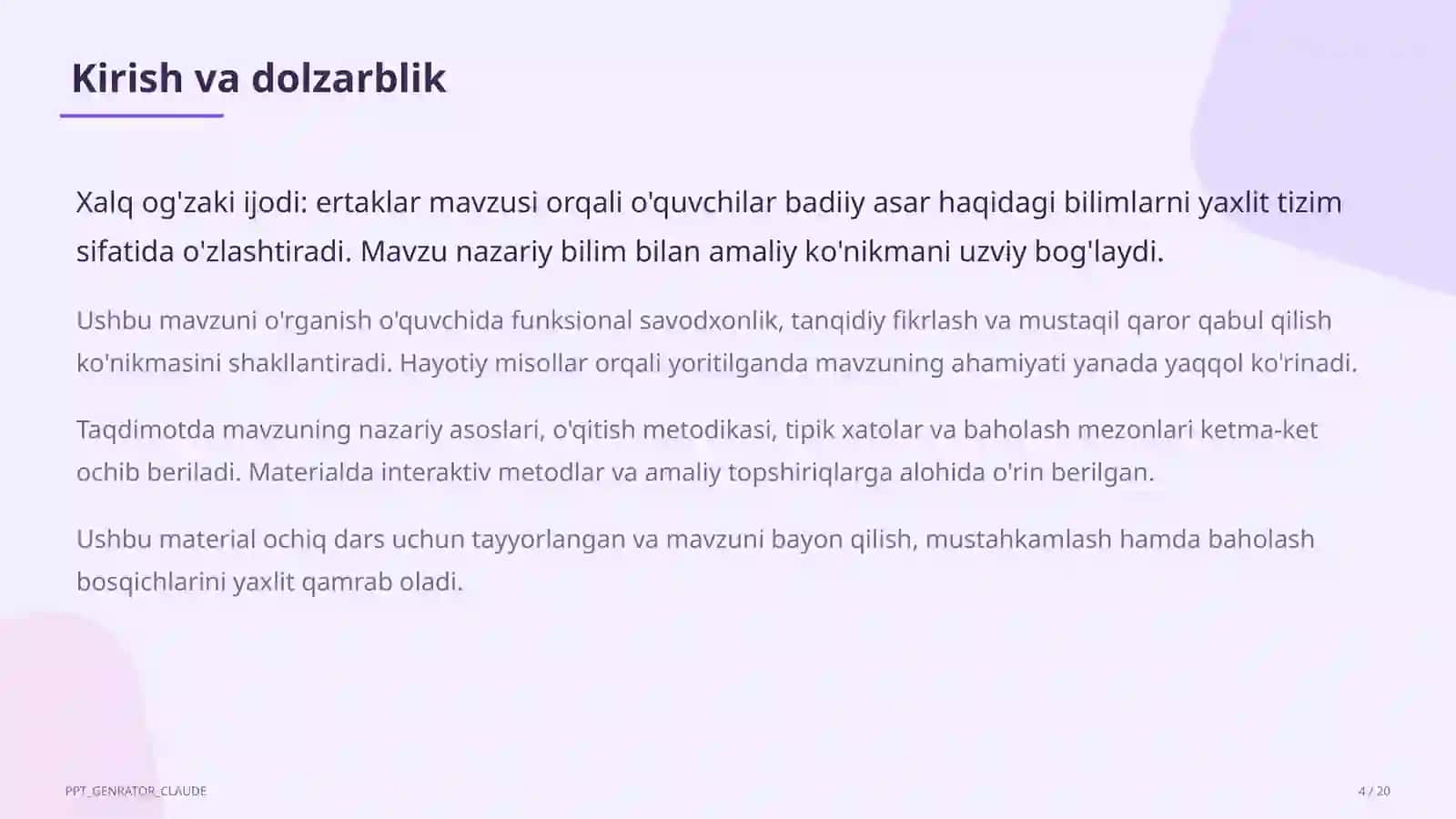 Xalq og'zaki ijodi: ertaklar (5-sinf) 4