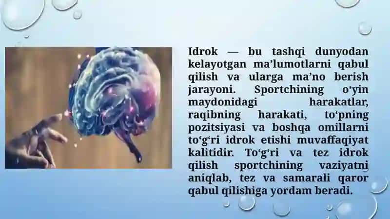 Idrok, tasavvur, hayol va uning sport faoliyatidagi roli (TAQDIMOT) 4
