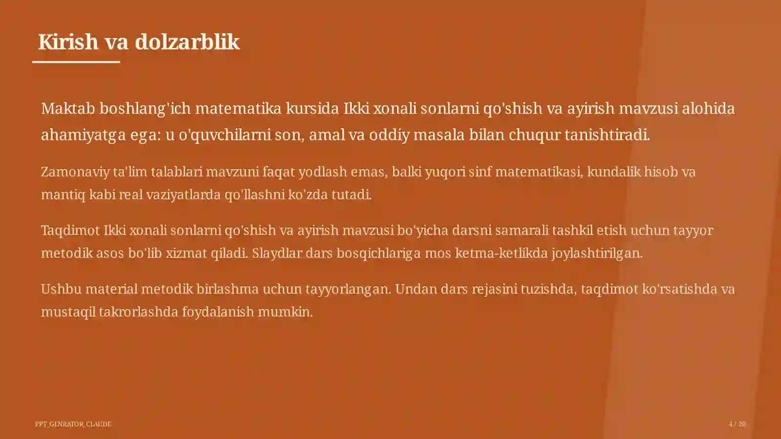 Ikki xonali sonlarni qo'shish va ayirish (2-sinf) 4