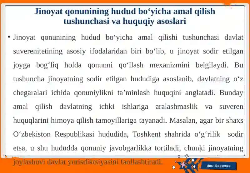 Jinoyat qonunining hudud bo‘yicha amal qilishi 4