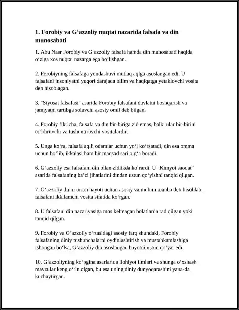 ABU NASR FOROBIY VA GʻAZZOLIYNING FALSAFA ILMIGA OID QARASHLARINI QIYOSIY TAHLIL ETISH 4
