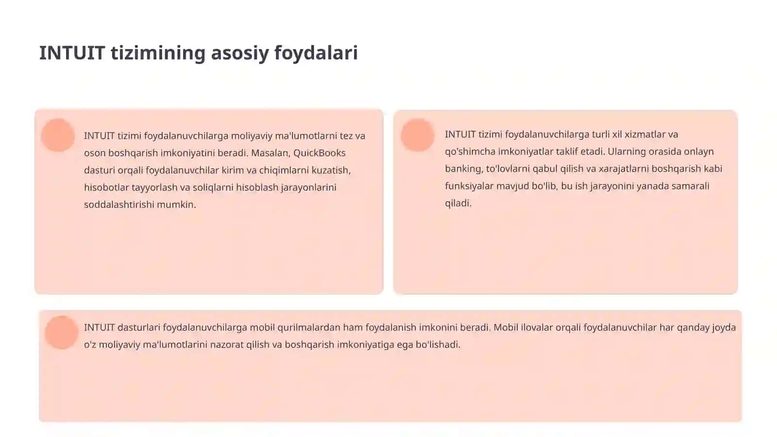 INTUIT-tizimining asosiy imkoniyatlari 4