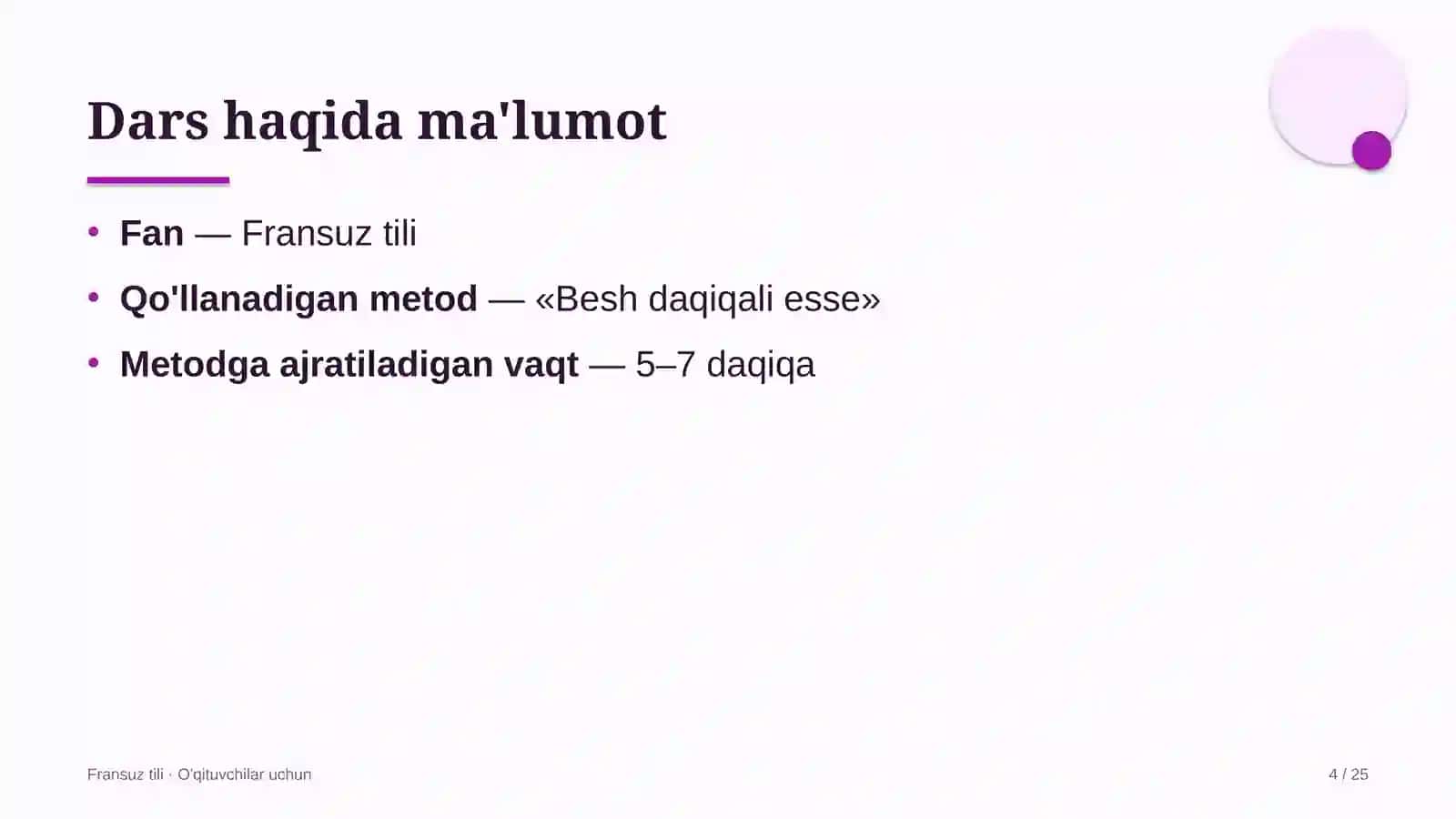 fransuz tili darslarida besh daqiqali esse metodidan foydalanish 4391 4