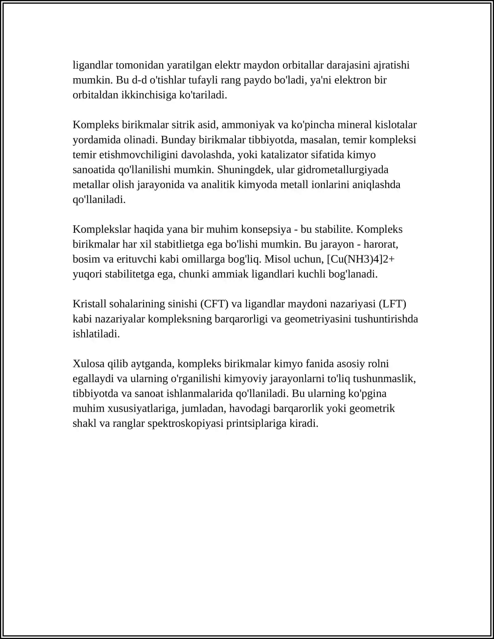 KOMPLEKS BIRIKMALAR, TUZILISHI VA XOSSALARI. KOMPLEKSONOMETRIYA 4