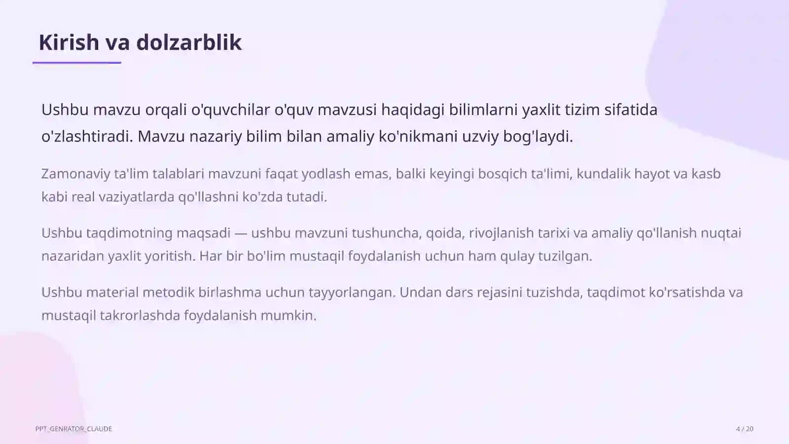 Interaktiv doska va kompyuter sinfida foydalanish: jihoz bo'sh turmasligi uchun 4