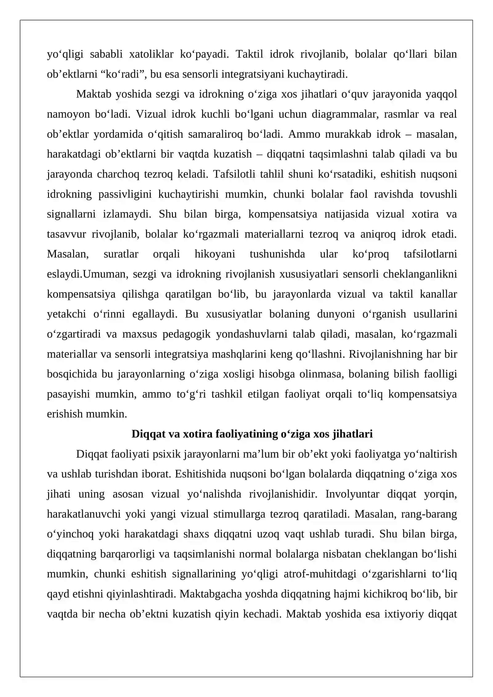 Eshitishda nuqsoni bo‘lgan bolalar bilish jarayonlarining xususiyatlarini tekshirish bo‘yicha didaktik materiallar to‘plash 4