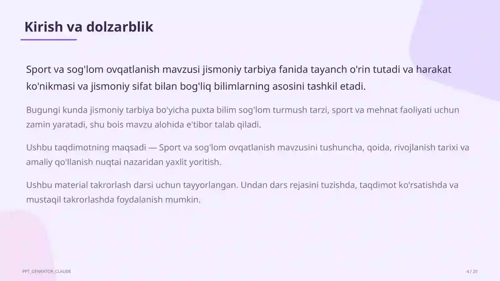 Sport va sog'lom ovqatlanish (8-sinf) 4