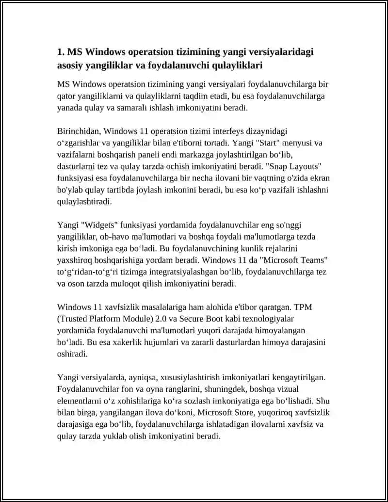 MS WINDOWS OPERATSION TIZIMLARI VA ULARDAGI YANGI IMKONIYATLARI VA QULAYLIKLARI 4