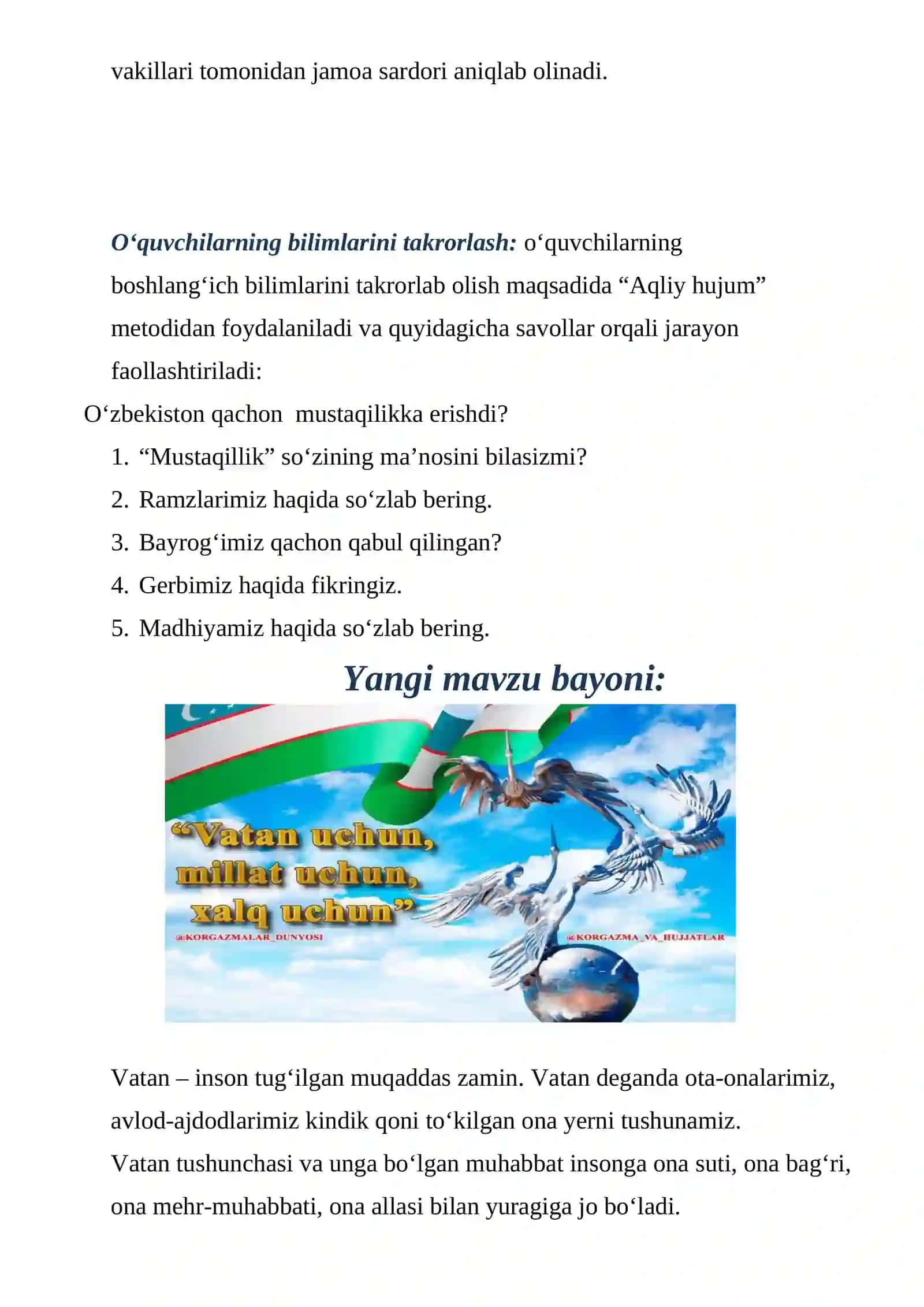 Mustaqillik darsi 4
