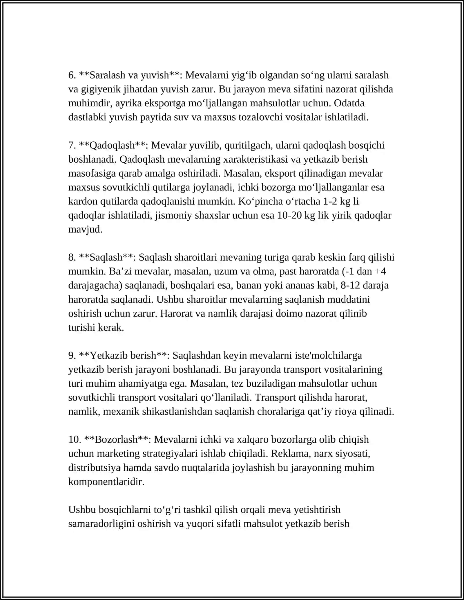 SHARBAT CHIQARISH UCHUN MEVAGA ISHLOV BERISH TEXNOLOGIYASI 4