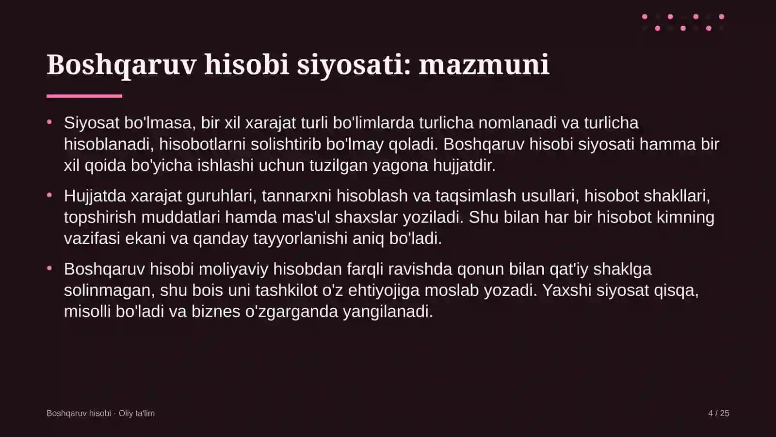obodonlashtirish boshqarmalarida boshqaruv hisobi siyosatini ishlab chiqish 6302 4