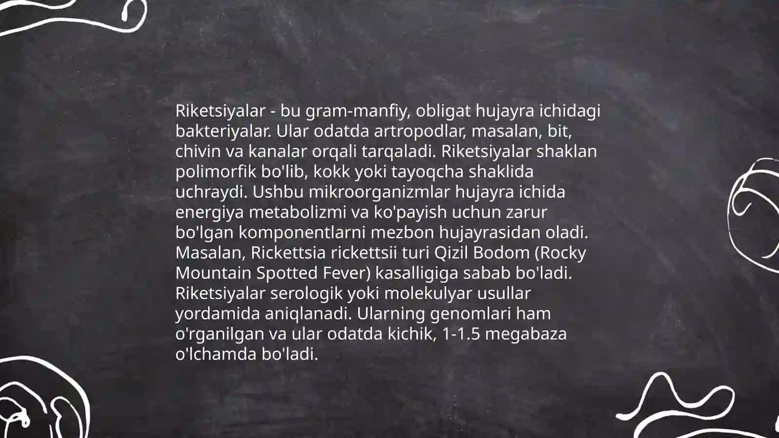 Spiroxeta va rikketsalarga umumiy xarekteristika keltirib chiqaradigan kasalliklar laboratoriya tashxisi 4