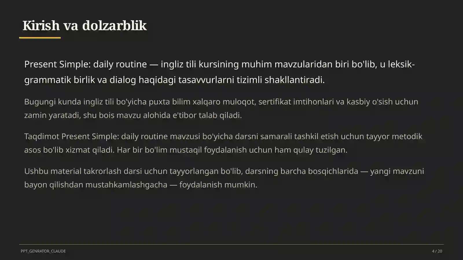 Present Simple: daily routine (3-sinf) 4
