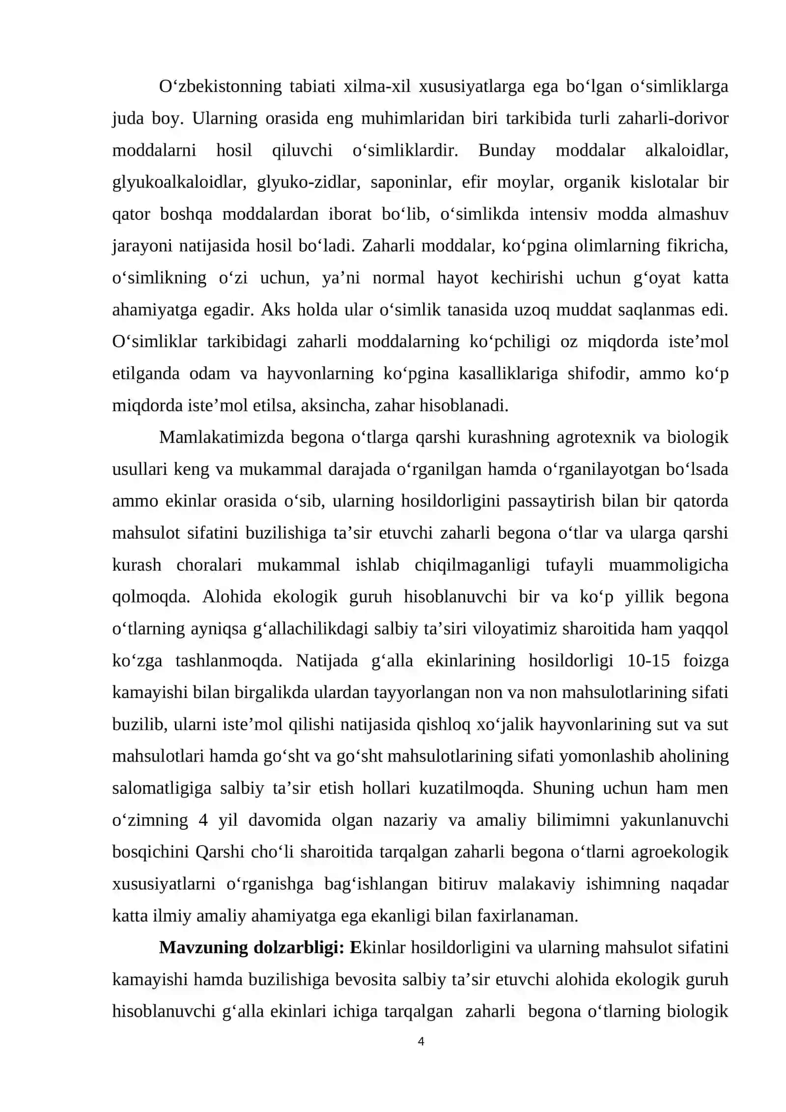 Zaharli begona о‘tlarga qarshi kurash choralarini о‘rganish 4