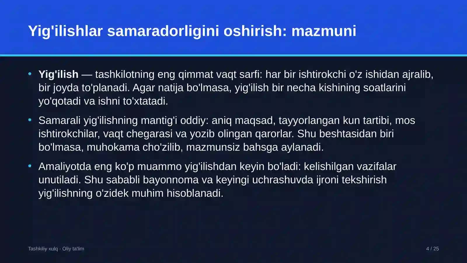 Hosting provayderlarida yig'ilishlar samaradorligini oshirish 4