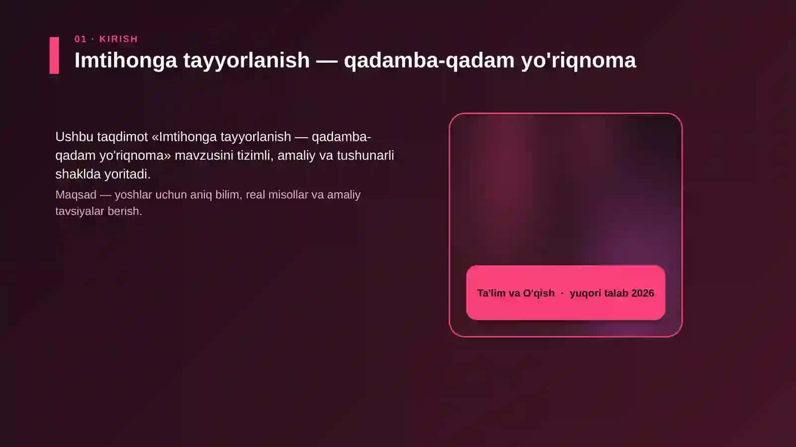Imtihonga tayyorlanish — qadamba-qadam yo'riqnoma 4