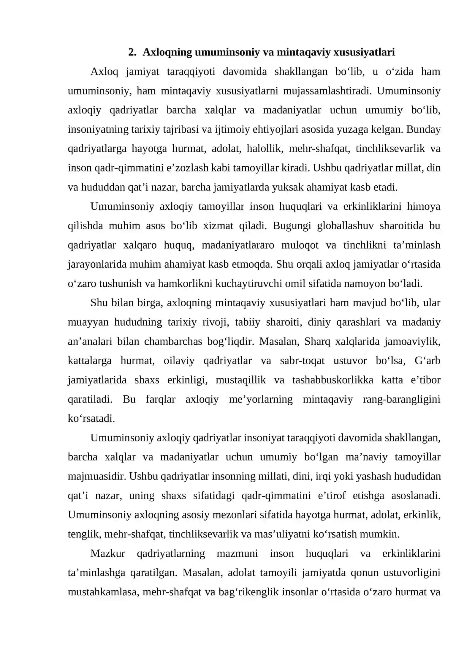 AXLOQNING UMUMINSONIY, MINTAQAVIY VA MILLIY XUSUSIYATLARI 4