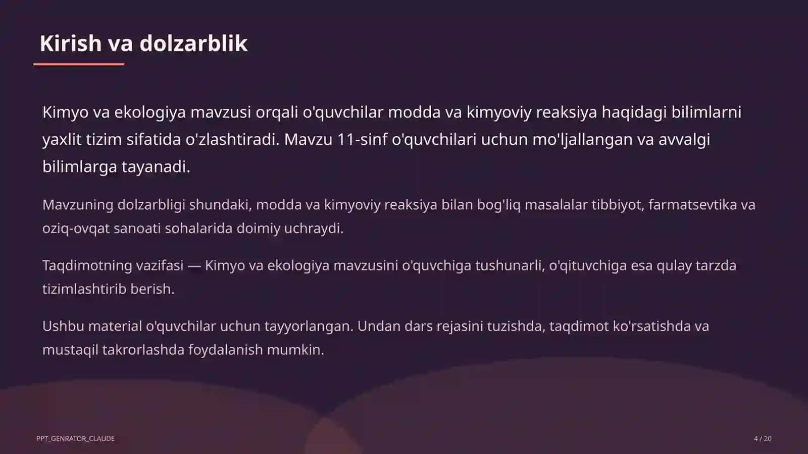 Kimyo va ekologiya (11-sinf) 4