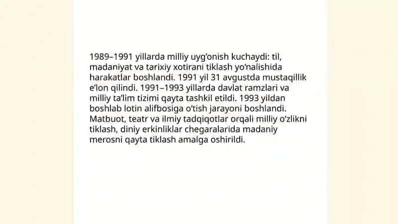MUSTAQILLIKKA ERISHISH ARAFASIDA O’ZBEKISTONDAGI IJTIMOIY-SIYOSIY JARAYONLAR. 4