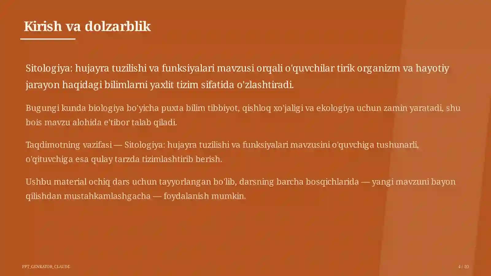 Sitologiya: hujayra tuzilishi va funksiyalari (9-sinf) 4