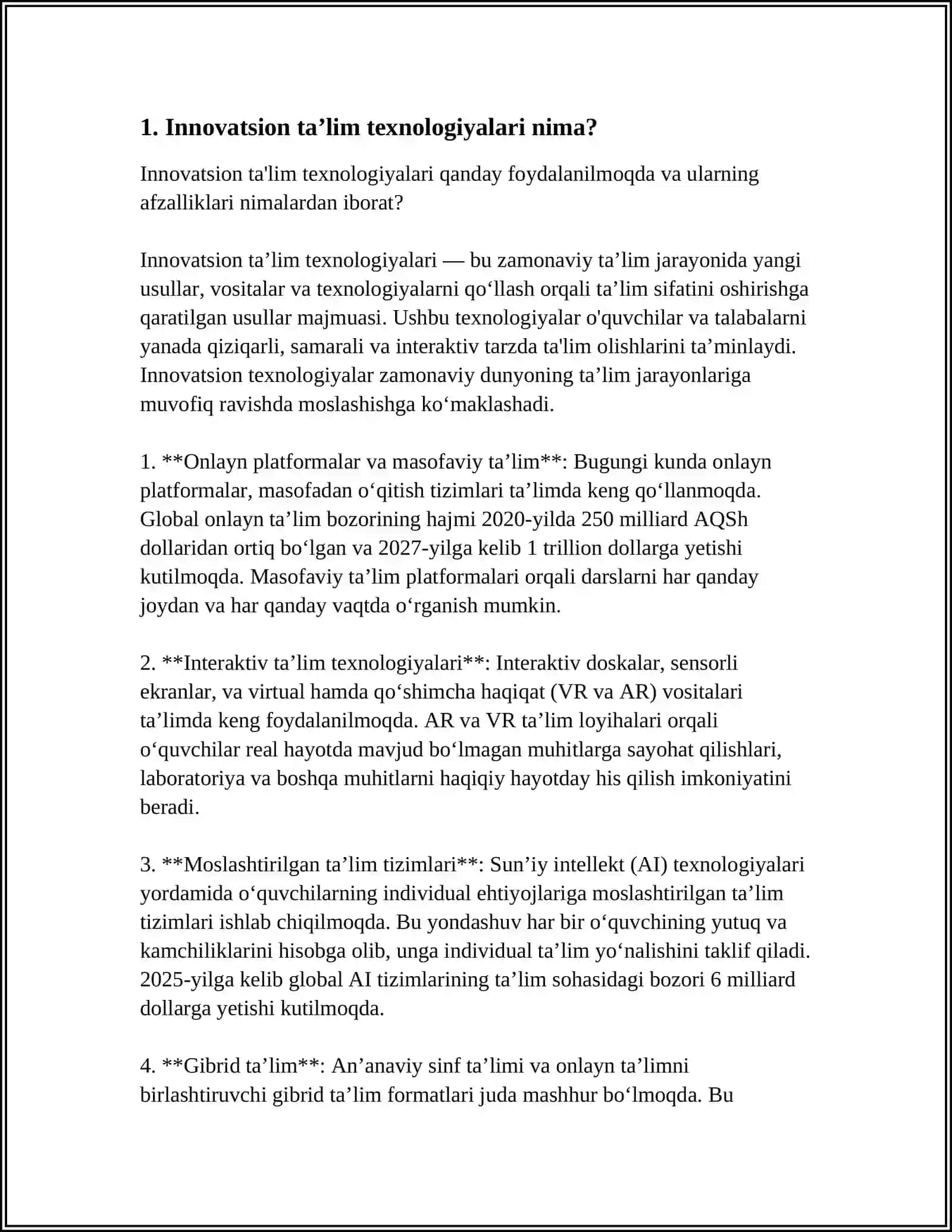 UMUMTAʼLIM MAKTABLARIDA TARBIYA FANINI OʻQITISHDA INNOVATSION TAʼLIM TEXNOLOGIYALARIDAN FOYDALANISHGA DOIR KEYS STADI BILAN ISHLASH 4
